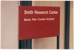 Sign for Black Film Center/Archive before installation