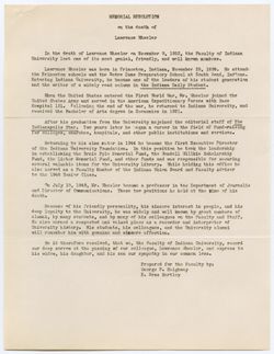Memorial Resolution for Lawrence Wheeler, ca 02 December 1952