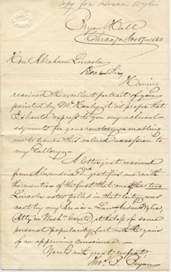 Thomas B. Bryan to Abraham Lincoln (copy), 17 November 1860
