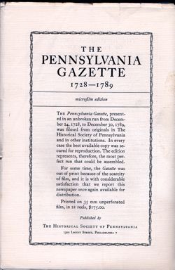The Pennsylvania Magazine of History and Biography, edited by Nicholas B. Wainwright, Vol. LXXI, No. 4, pp. 305-444.