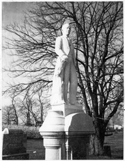 Statue - holding log (#3 35 mm.) Edit image - made in Italy, Marble statue on granite base. John Owen July 15 1860 Oct. 4 1894