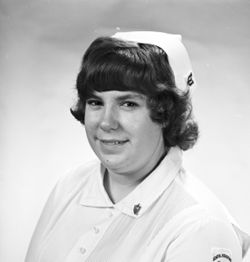 Portrait of IU South Bend dental assisting student, 1970s