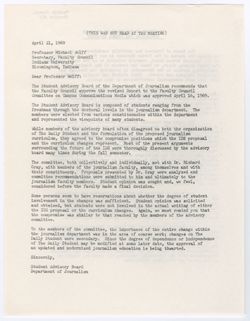 83: Material Relating to the Discussion of the Daily Student ( Statement of the Board of Trustees Concerning the Purdue Exponent), ca. 06 May 1969