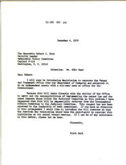 Letter from Birch Bayh to Robert C. Byrd, December 4, 1979