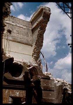 WRECKING OF OLD HYDE PARK CHURCH OF 1895- CORNER OF 56TH ST. + DORCHESTER AVE. CUSHMAN