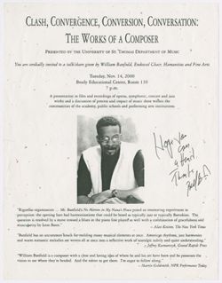 Clash, Convergence, Conversion, Conversation: The Works of a Composer, November 14, 2000