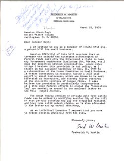 Letter from Frederick W. Martin to Birch Bayh, March 22, 1979