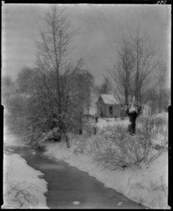 Jackson Branch, John Mobley house in distance, perpendicular, winter