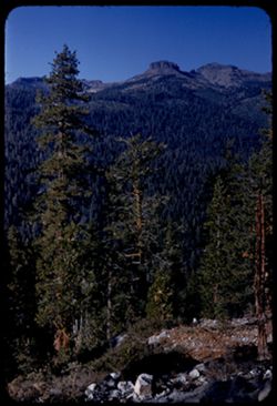 Mountains above Stanislaus river seen from Calif. 108 8 or 9 miles west of Dardanelle. Dardanelles Cone.