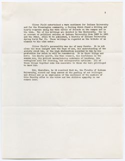 Memorial Resolution for Oliver Peter Field, ca. 17 November 1953