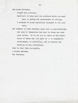 "Notes for Remarks at the New Student Convocation." -Indiana University May 7, 1942