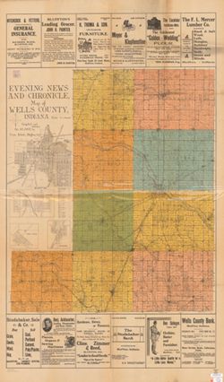 Evening News and Chronicle, map of Wells County, Indiana