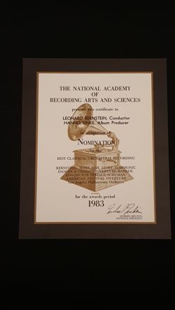 Grammy Award Nomination 1983 - Classical Orchestral Recording (Bernstein/Barber/Schuman)