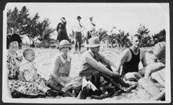 Lida and Howard Carmichael and friends at the beach in Miami, Florida.