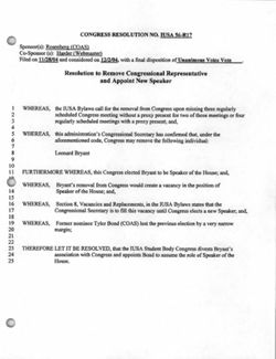 IUSA56-R17 Resolution to Remove Congressional Representative and Appoint New Speaker