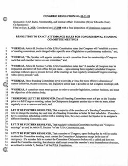 08-11-20 Resolution to Enact Attendance Rules for Congressional Standing Committee Meetings