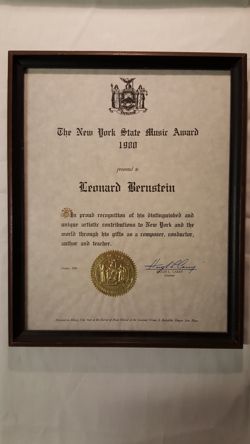 New York State Music Award Certificate