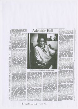 "Adelaide Hall," Obituary, Daily Telegraph, November 1993
