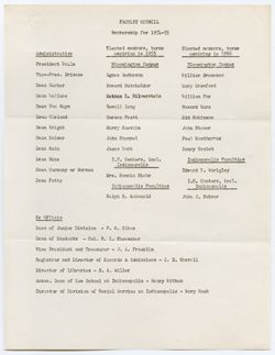 Membership of the Faculty Council, ca. 05 October 1954