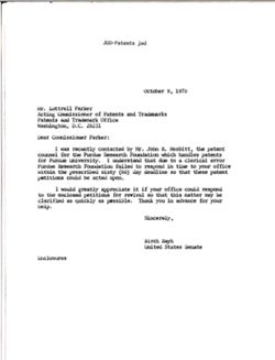 Letter from Joseph P. Allen to Lutrelle F. Parker of the Patent and Trademark Office, October 9, 1979