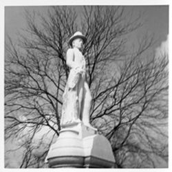 Statue - holding log (#3 35 mm.) Edit image - made in Italy, Marble statue on granite base. John Owen July 15 1860 Oct. 4 1894