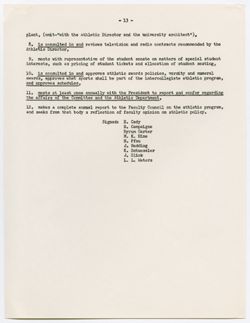 09: Report of the Athletics Committee to the Faculty Council, 05 March 1963