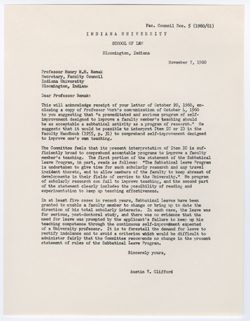 05: Proposal by Professor Clifford for a Clarification of Criteria for Sabbatical Leave, ca. 29 November 1960