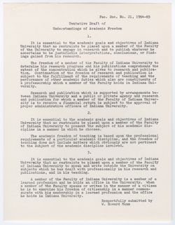 21: Tentative Draft on Understandings of Academic Freedom, ca. 20 April 1965