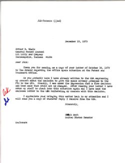 Letter from Birch Bayh to Arthur R. Whale of Eli Lilly and Company, December 19, 1979