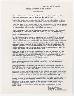 06: Memorial Resolution for Sherman Minton, ca. 07 December 1965