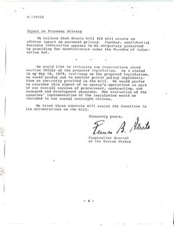 Letter from Elmer B. Staats, Comptroller General of the United States, to Senator Edward Kennedy, October 9, 1979