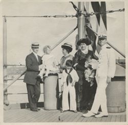Morton C. Bradley Sr, Marie Boisen Bradley, & Louise Bradley with others