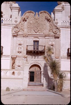 Façade of church San Xavier Mission near Tucson, Ariz.