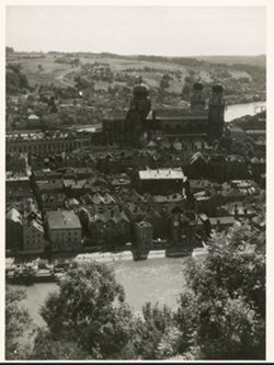 Central, aerial view of Passau, Germany