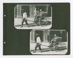 Roy W. Howard being pulled in carriage