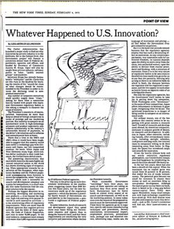 Leo-Arthur Kelmenson, Whatever Happened to U.S. Innovation?New York Times, February 4, 1979