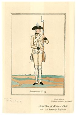 French soldier in uniform entitled "Bourbonnois No. 13"