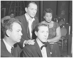 Ella Fitzgerald with Frank Sinatra backstage
