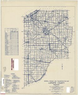 General highway and transportation map of LaPorte County, Indiana