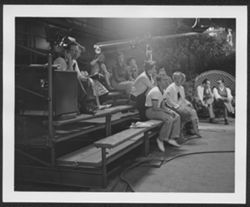 Cast and crew on the soundstage during the taping of the Saturday Night Revue television program, 1954 or 1955.