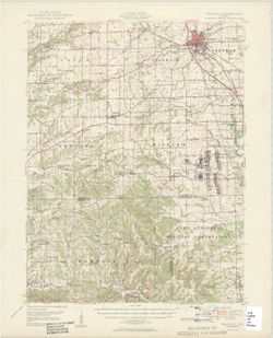 Franklin Quadrangle Indiana : 15 minute series (topographic) [1950 printing with vegetation]