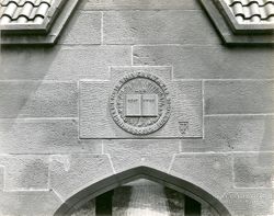 Indiana University Rose Well House, IU seal - 1954