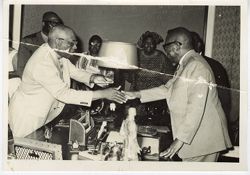 President Willisam V. S. Tubman greets guest during reception
