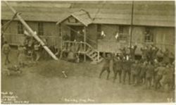 Raising a flag pole on Armistice Day