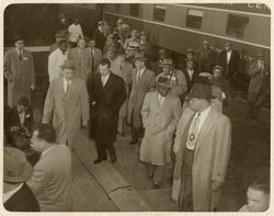 President Tubman arriving at a train station