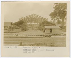 Machine shop roof trusses under construction