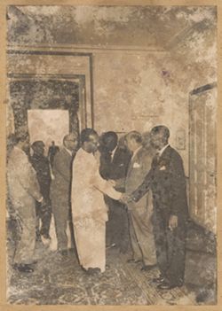 General Fransisco Franco and other dignitaries receive guests