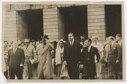 President and Mrs. Tubman coming out of building