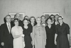Frank Renkiewicz and others at faculty lunch, IU South Bend, 1959