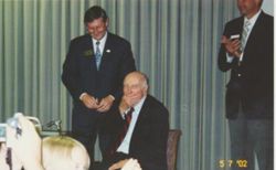 IU Ring Ceremony May 7, 2002 Chancellor David Fulton surprises Art Vivian with IU Ring 001